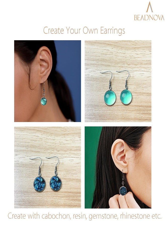 BEADNOVA Cabochon Setting Earring Hook 60pcs Blank Earring Bezel 16mm Stainless Steel Cabochon Setting Ear Wire Hook with Rubber Backs for Resin DIY Earwire Making (16mm, 60pcs) - Image 5